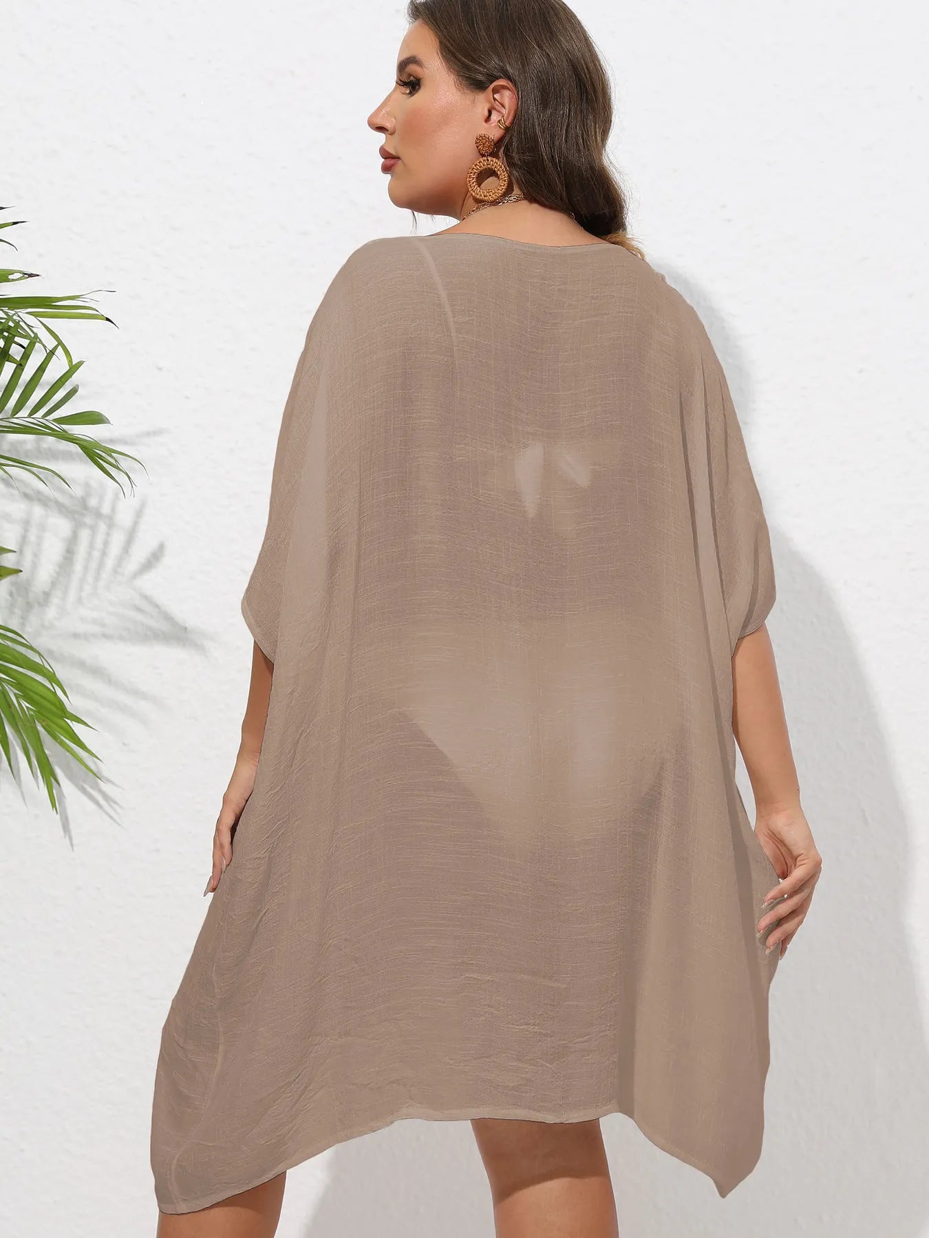 Crochet Trim V - Neck Beach Cover Up Dress - TNT Dress Co.