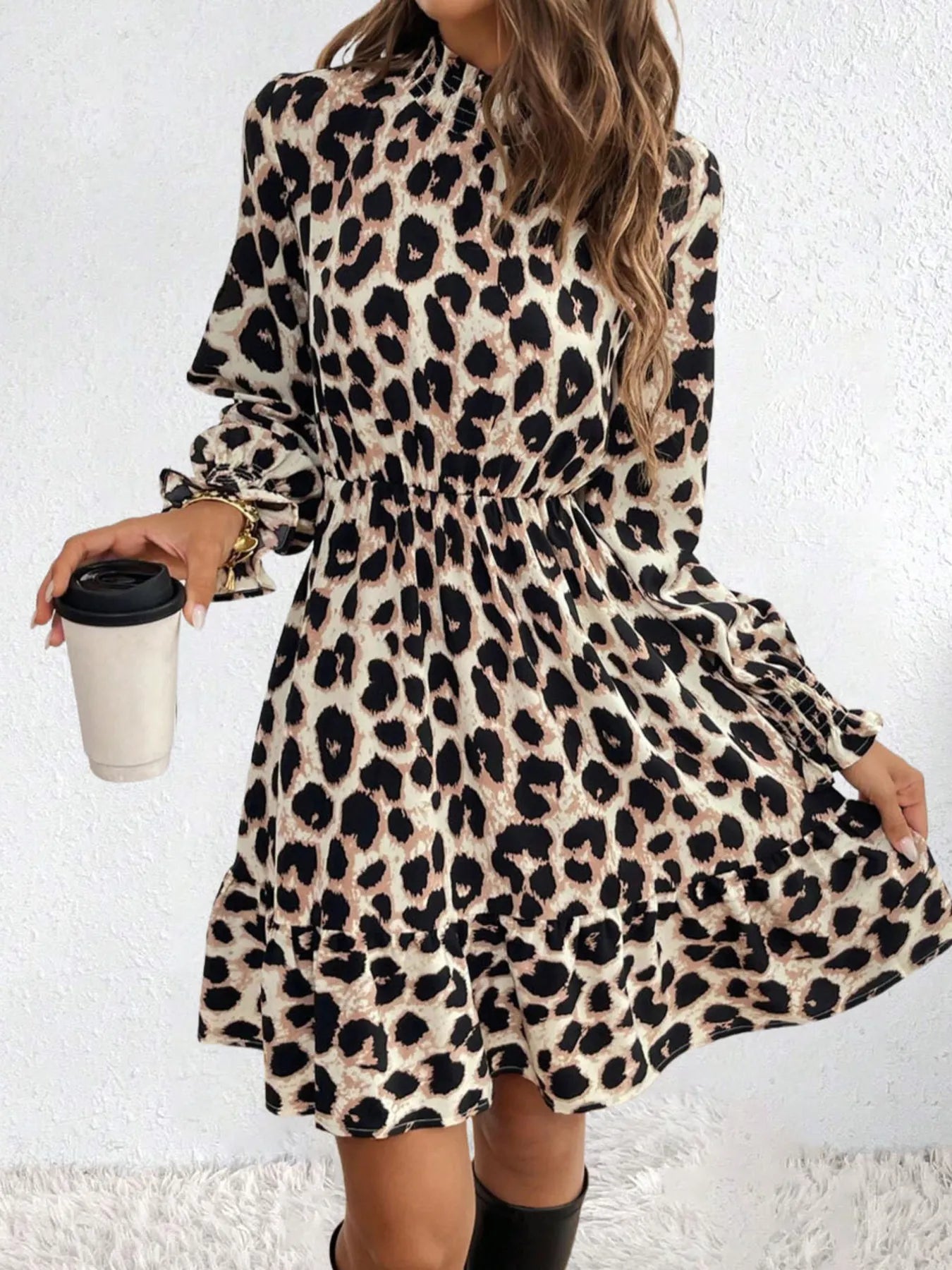 Leopard Print Long Sleeve Dress - The Nicole - Tayan Dress Co.