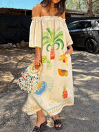 Printed Off - Shoulder Dress - The Nicole - Tayan Dress Co.