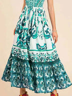 Full Size Printed Sweetheart Neck Maxi Cami Dress Plus Size - TNT Dress Co.