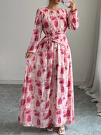 Long Sleeve Maxi Dress with Drawstring - The Nicole - Tayan Dress Co.