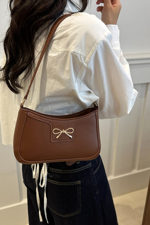 Bow Trim PU Leather Shoulder Bag - TNT Trends 