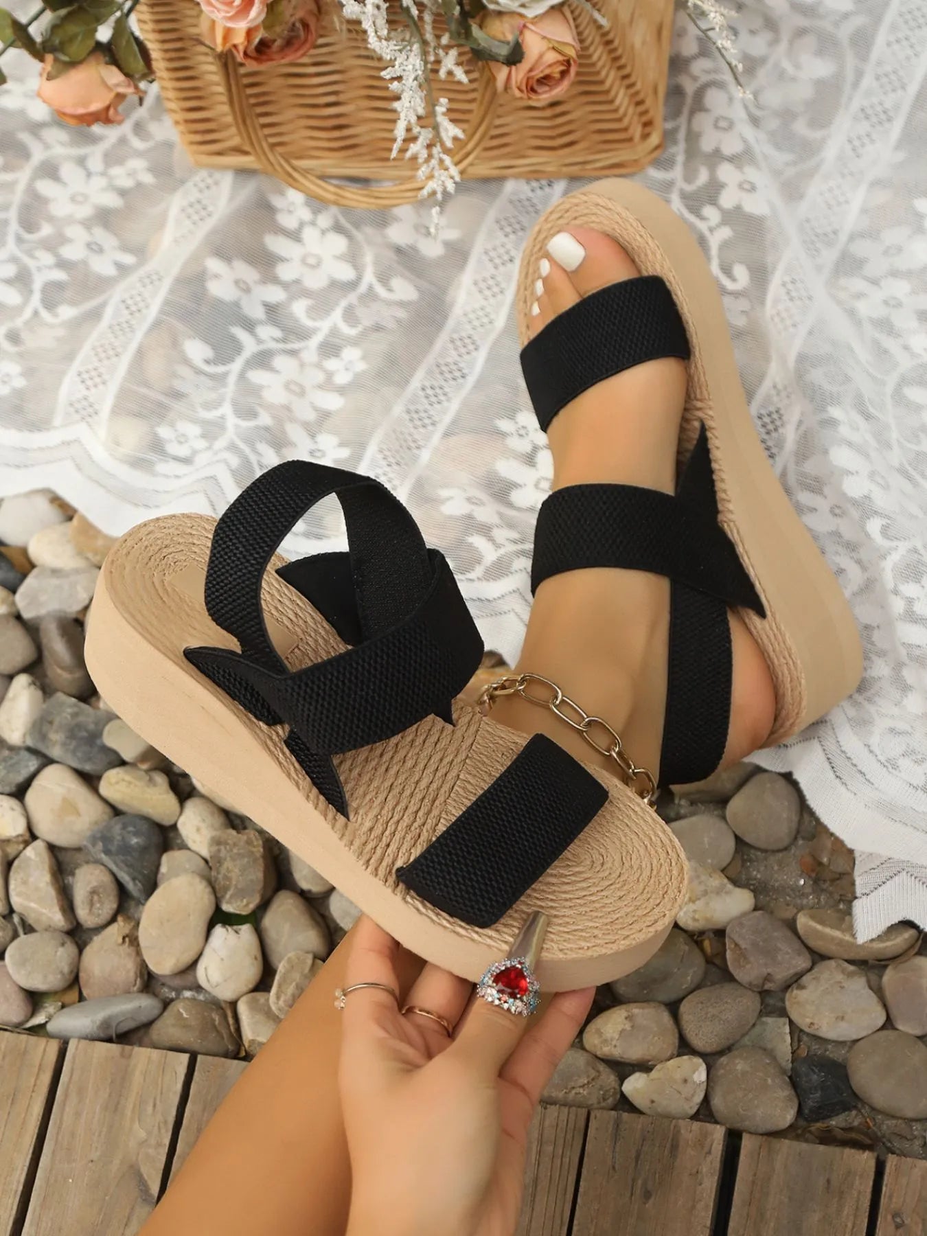 Open Toe Wedge Sandals - The Nicole - Tayan Dress Co.