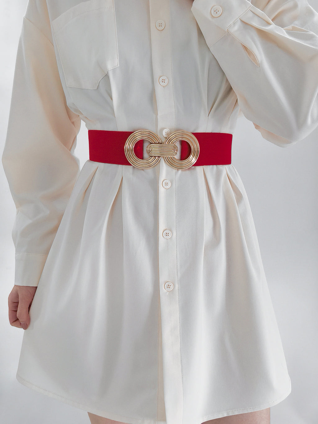 Geometric Buckle Elastic Wide Belt - TNT Dress Co.
