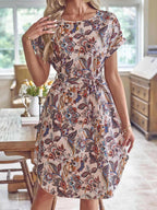 Printed Short Sleeve Casual Dress - TNT Dress Co.