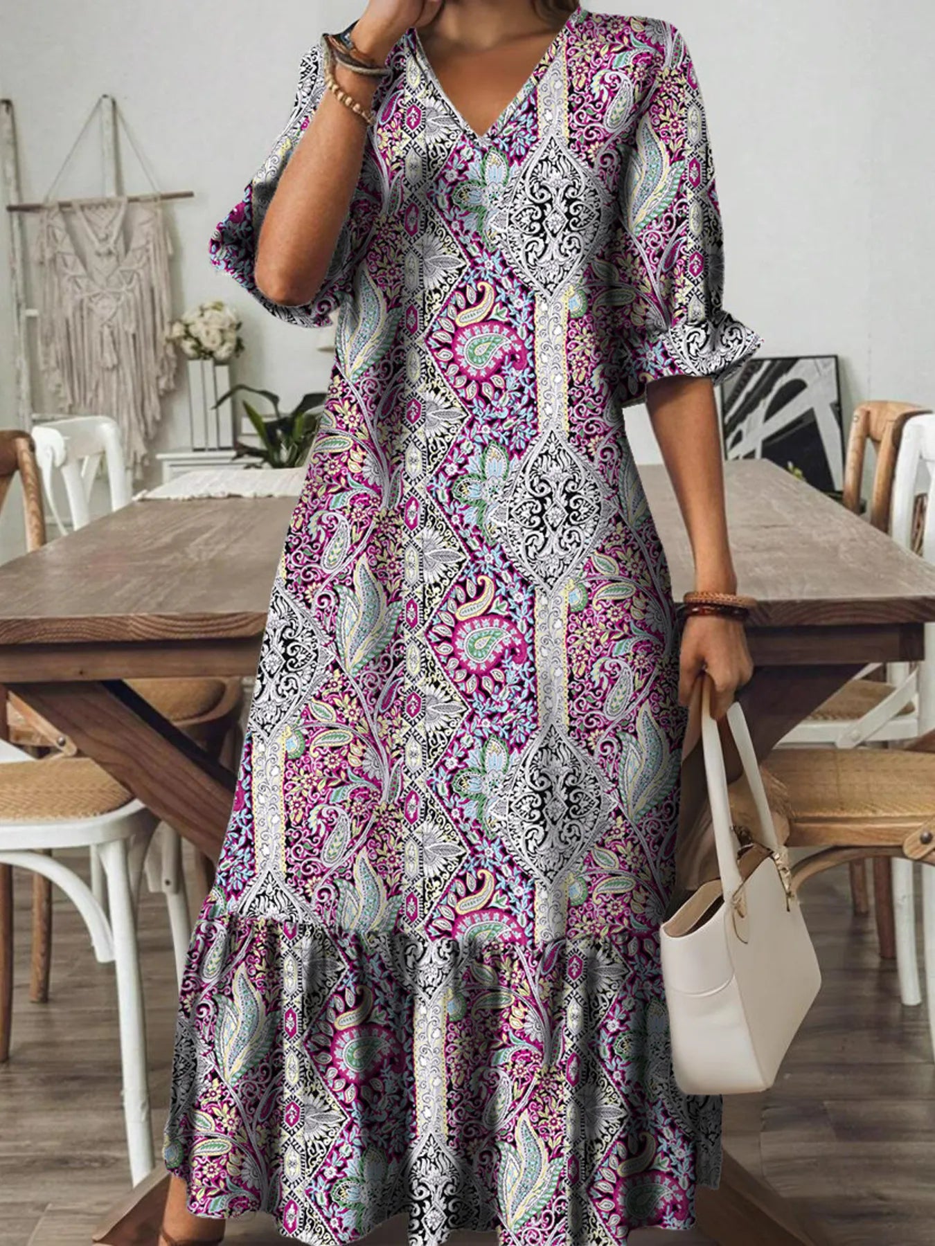 V - Neck Midi Dress - The Nicole - Tayan Dress Co.