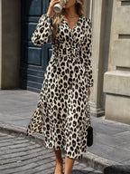 Leopard Print Long Sleeve Wrap Dress - The Nicole - Tayan Dress Co.
