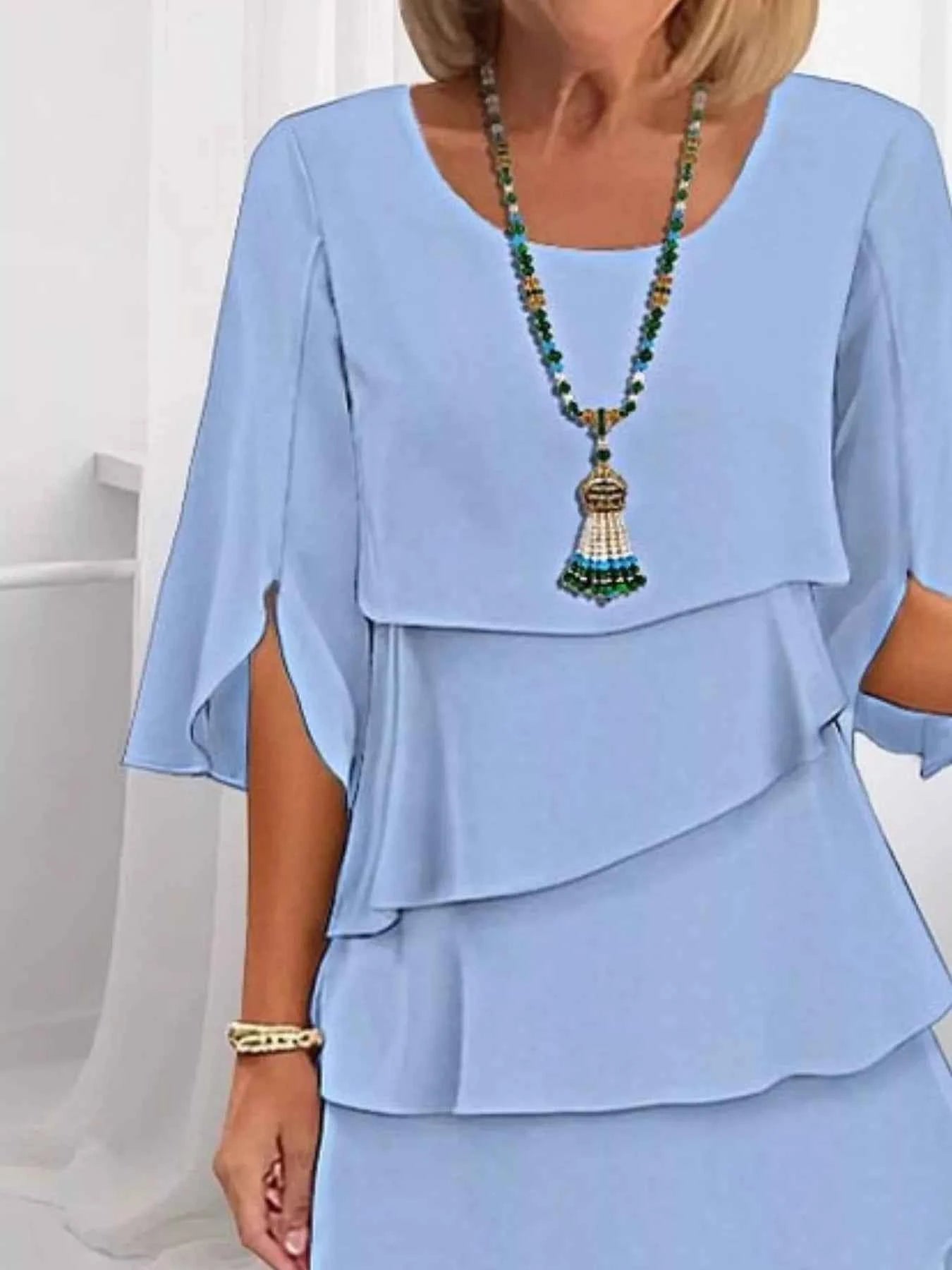 Ruffled Layered Sleeve Dress