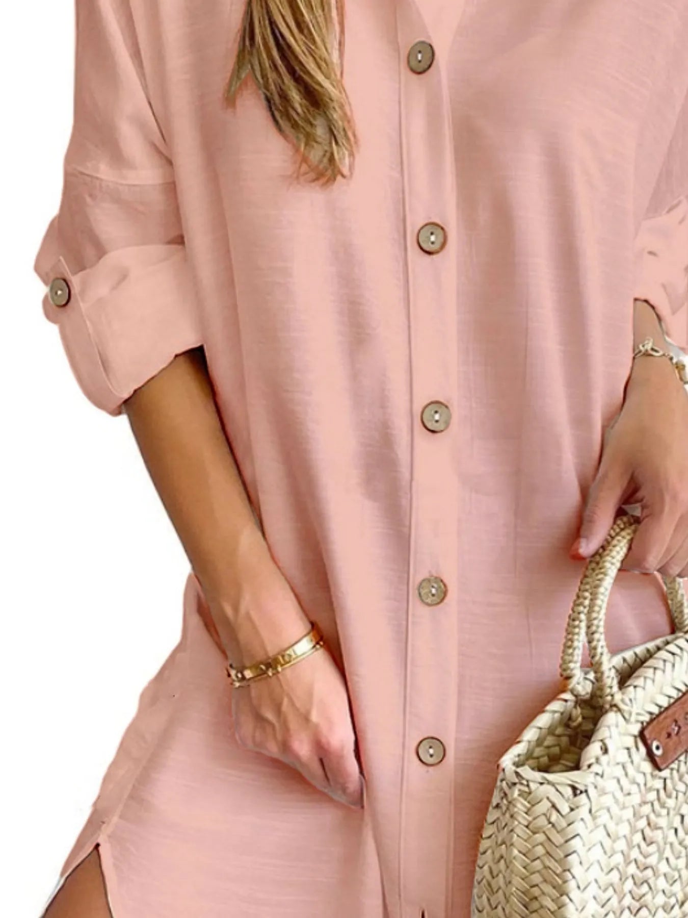 Button Down Long Sleeve Shirt Dress - TNT Dress Co.