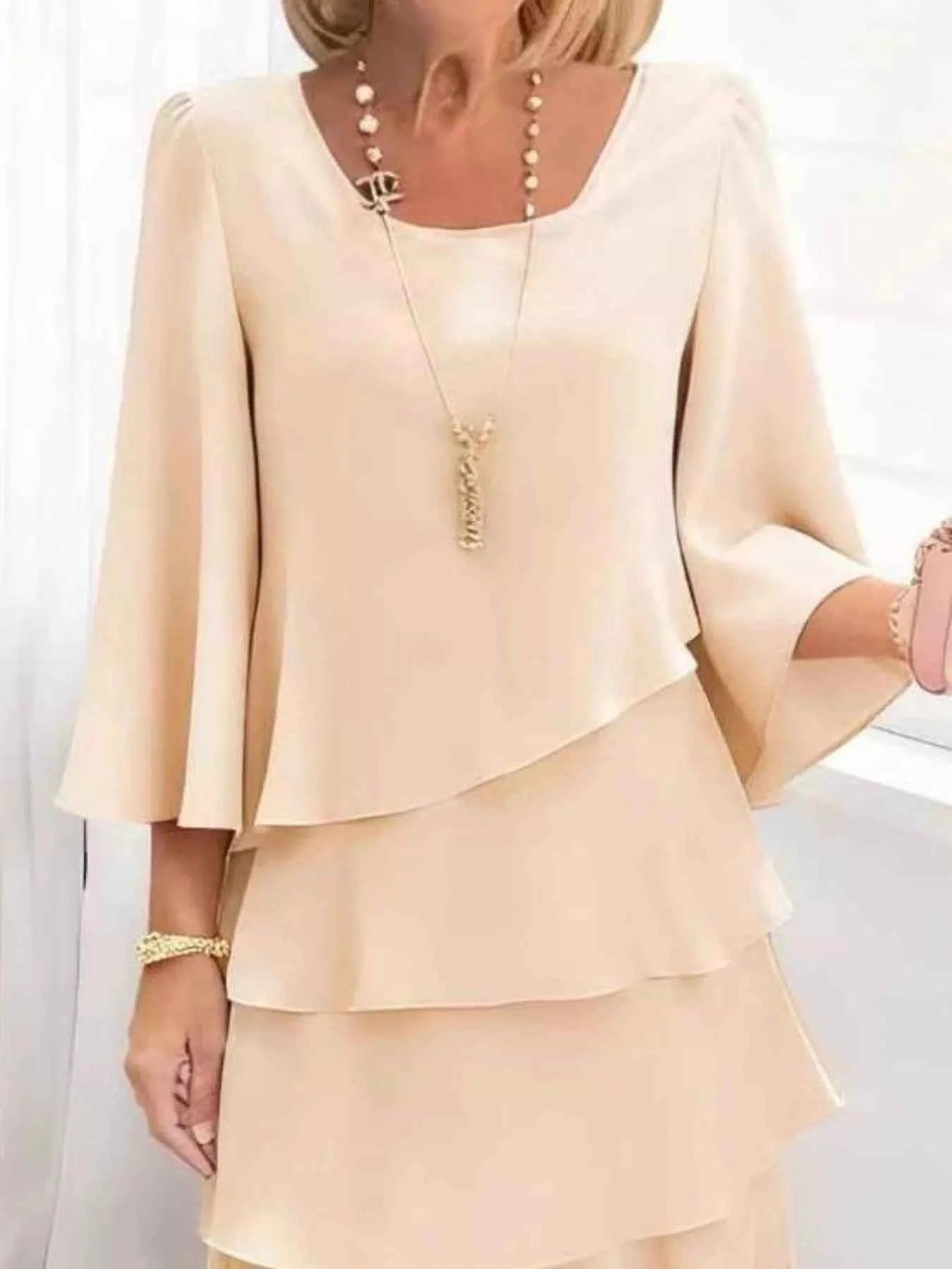 Ruffled Layered Sleeve Dress