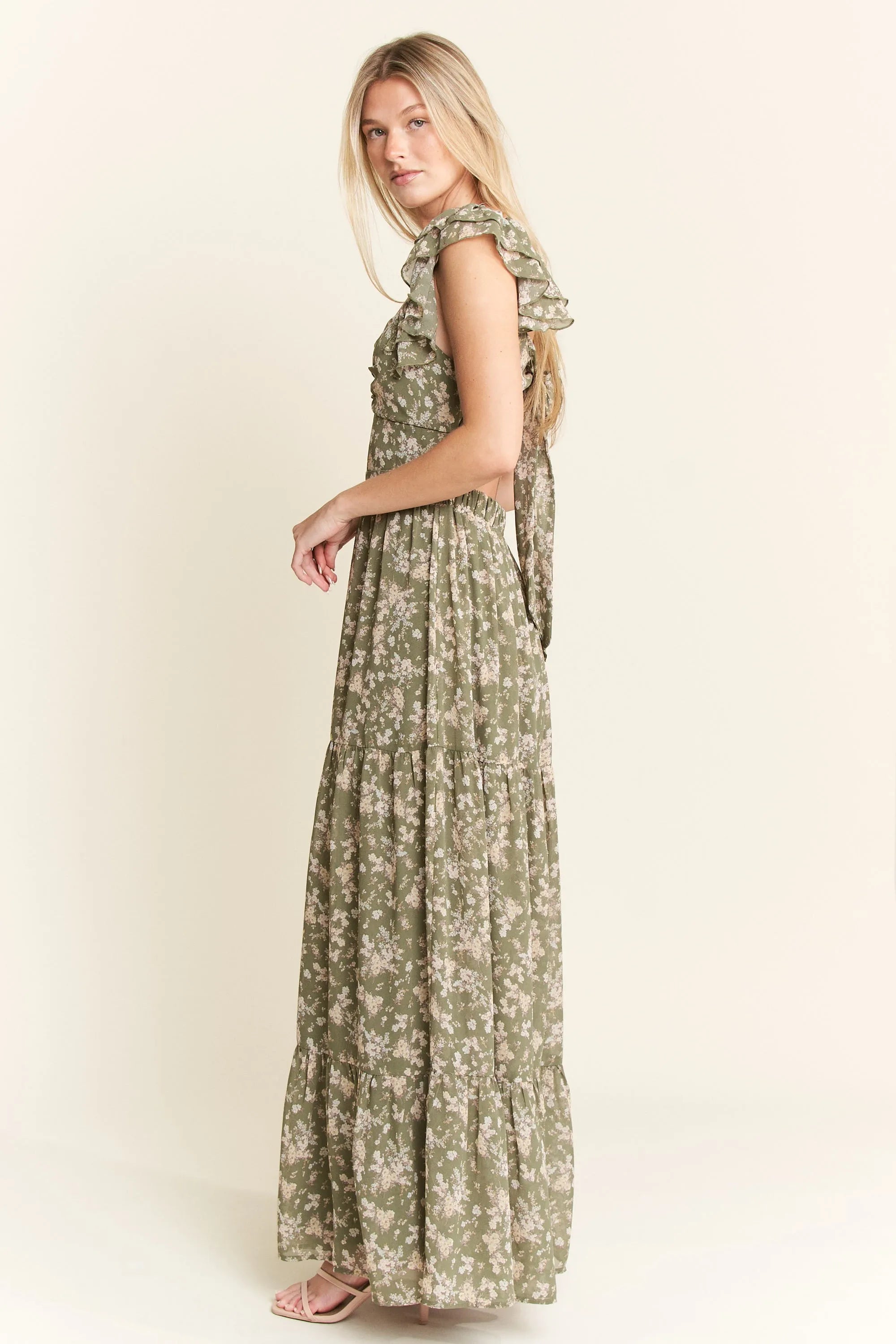 Ruffle Sleeve Tiered Maxi Dress - TNT Dress Co.