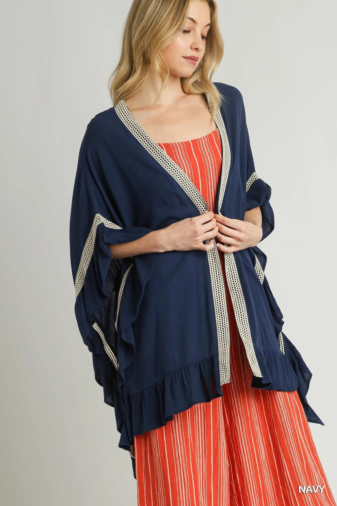 Ruffle Kimono with Crochet Accent - The Nicole - Tayan Dress Co.