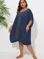 Crochet Trim V - Neck Beach Cover Up Dress - TNT Dress Co.