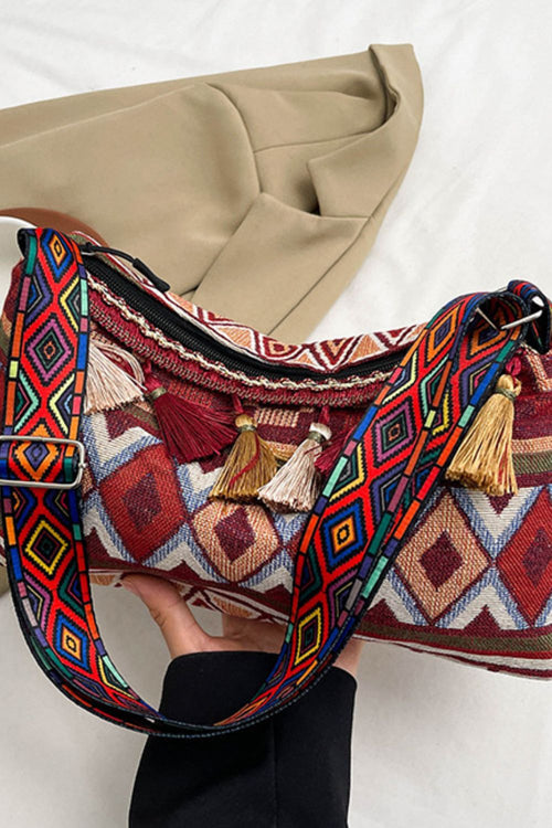 Adjustable Strap Shoulder Bag with Tassel Detail - TNT Trends 