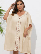 Crochet Trim V - Neck Beach Cover Up Dress - TNT Dress Co.