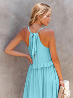 Ruffled Sleeveless Tiered Maxi Dress with Pockets - TNT Dress Co.