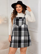 Plus Size Honey Plaid Wide Strap Overall Dress - TNT Dress Co.