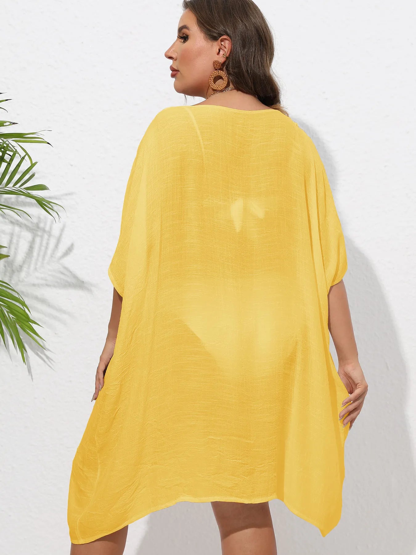 Crochet Trim V - Neck Beach Cover Up Dress - TNT Dress Co.
