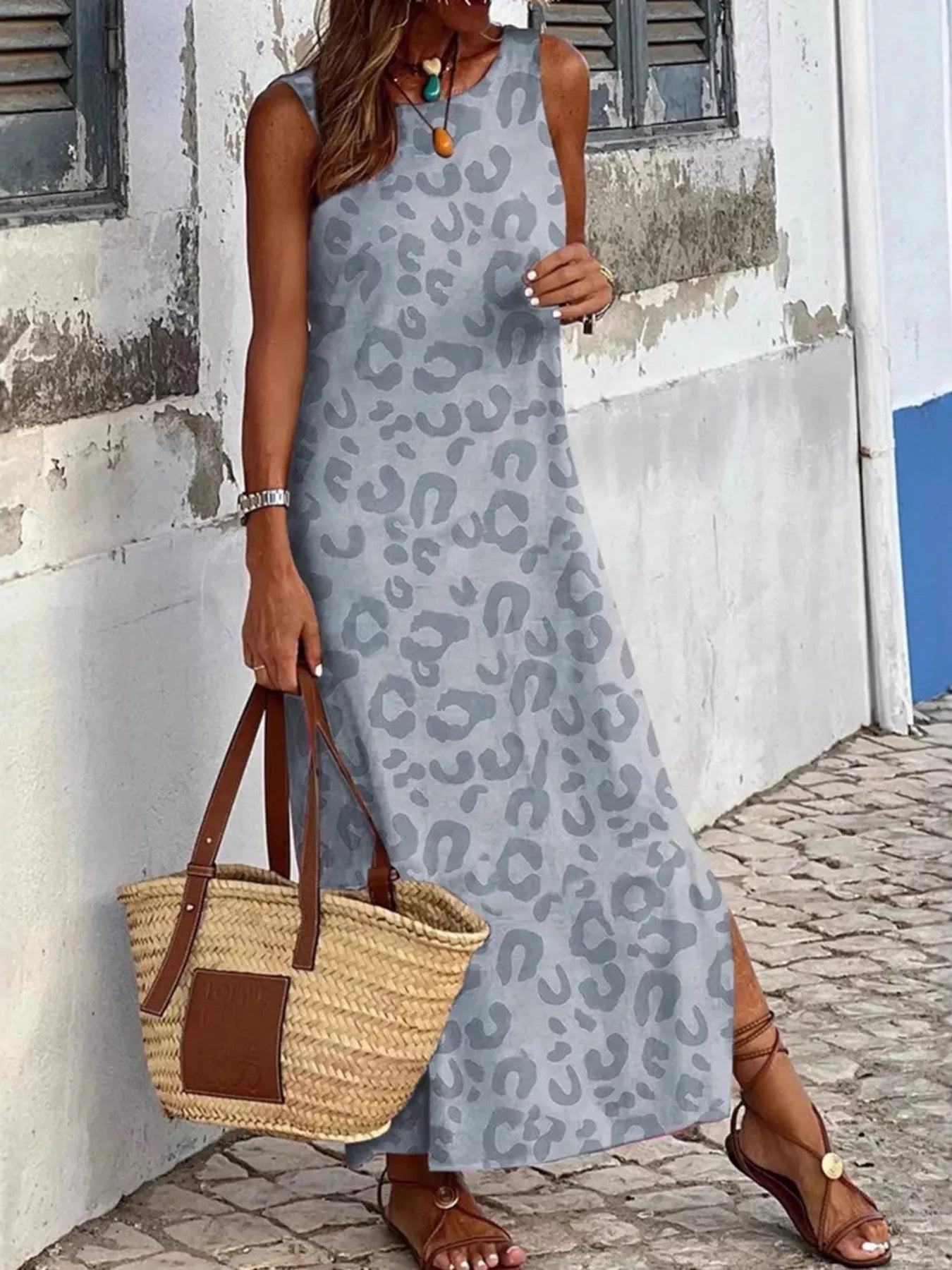 Leopard Sleeveless Maxi Dress - The Nicole - Tayan Dress Co.