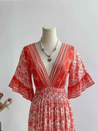 V-Neck Long Sleeve Dress