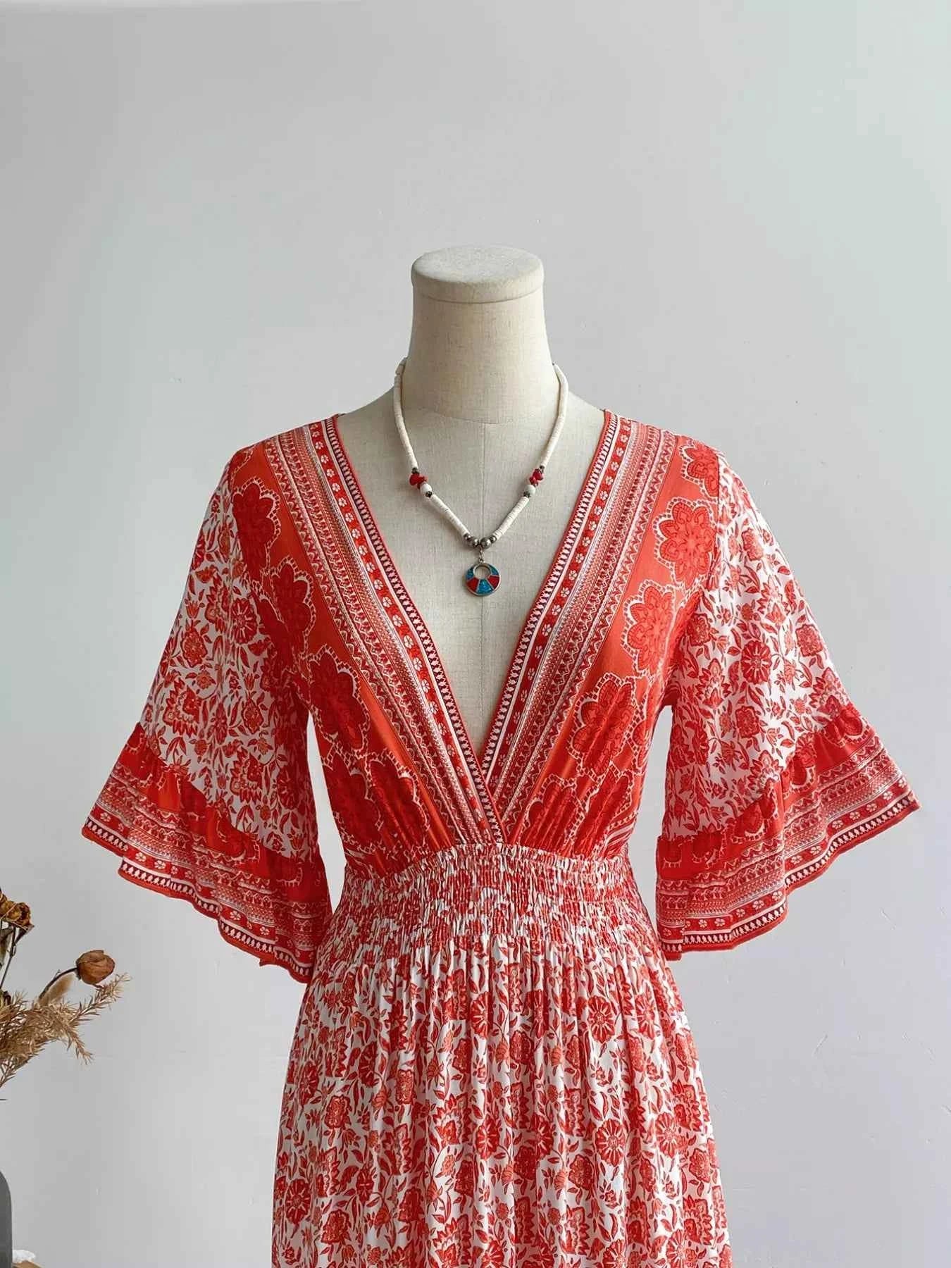 V-Neck Long Sleeve Dress