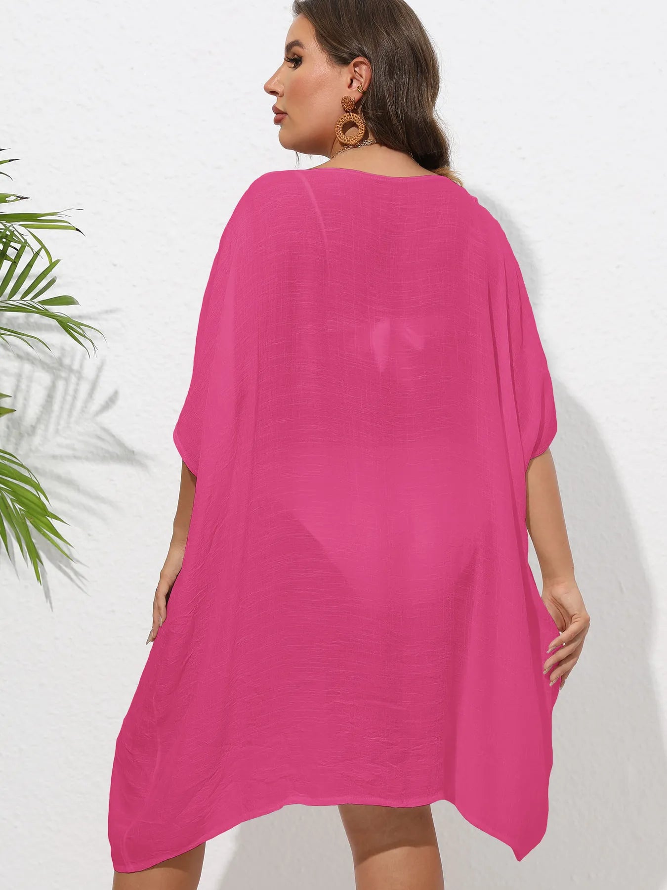 Crochet Trim V - Neck Beach Cover Up Dress - TNT Dress Co.