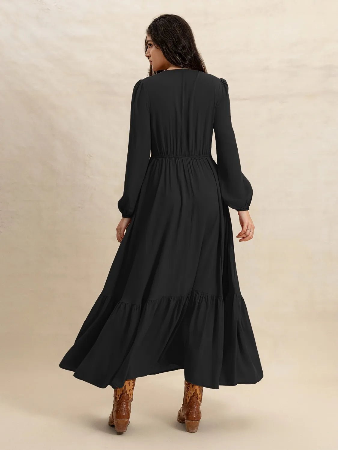 V - Neck Long Sleeve Dress - The Nicole - Tayan Dress Co.