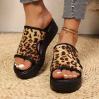 Cutout Leopard Print Platform Sandals - The Nicole - Tayan Dress Co.