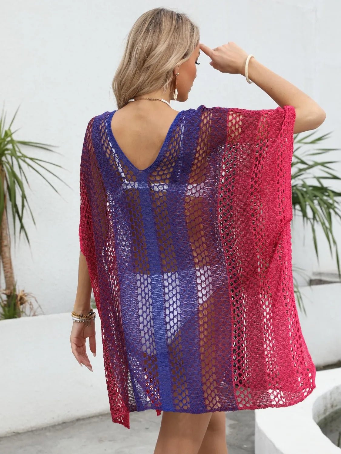 Rainbow Gradient Crochet Beach Cover Up - TNT Dress Co.