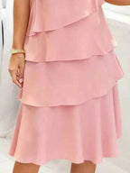 Ruffled Layered Petal Sleeve Dress