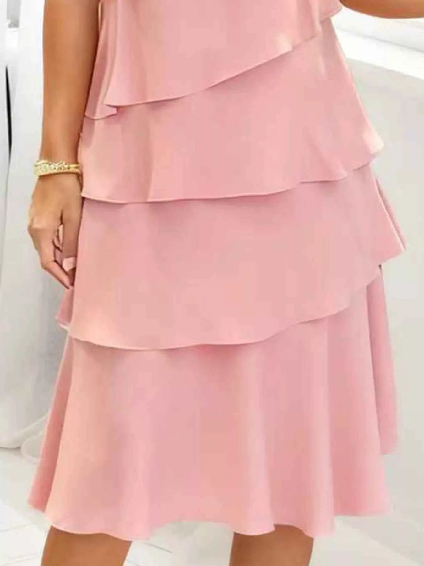 Ruffled Layered Petal Sleeve Dress