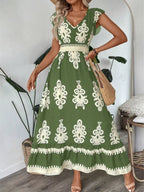 V - Neck Ruffled Sleeve Dress - The Nicole - Tayan Dress Co.