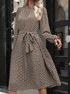 Printed Mock Neck Flounce Sleeve Mini Dress - TNT Dress Co.