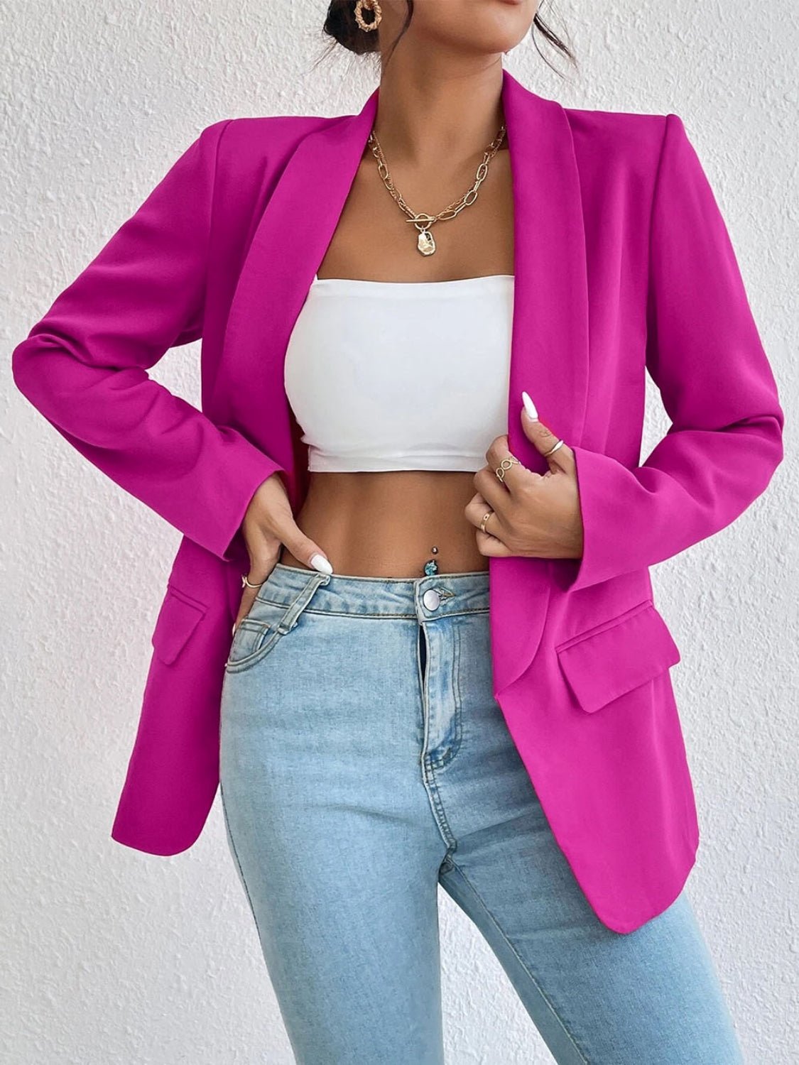 Shawl Collar Long Sleeve Blazer - TNT Dress Co.