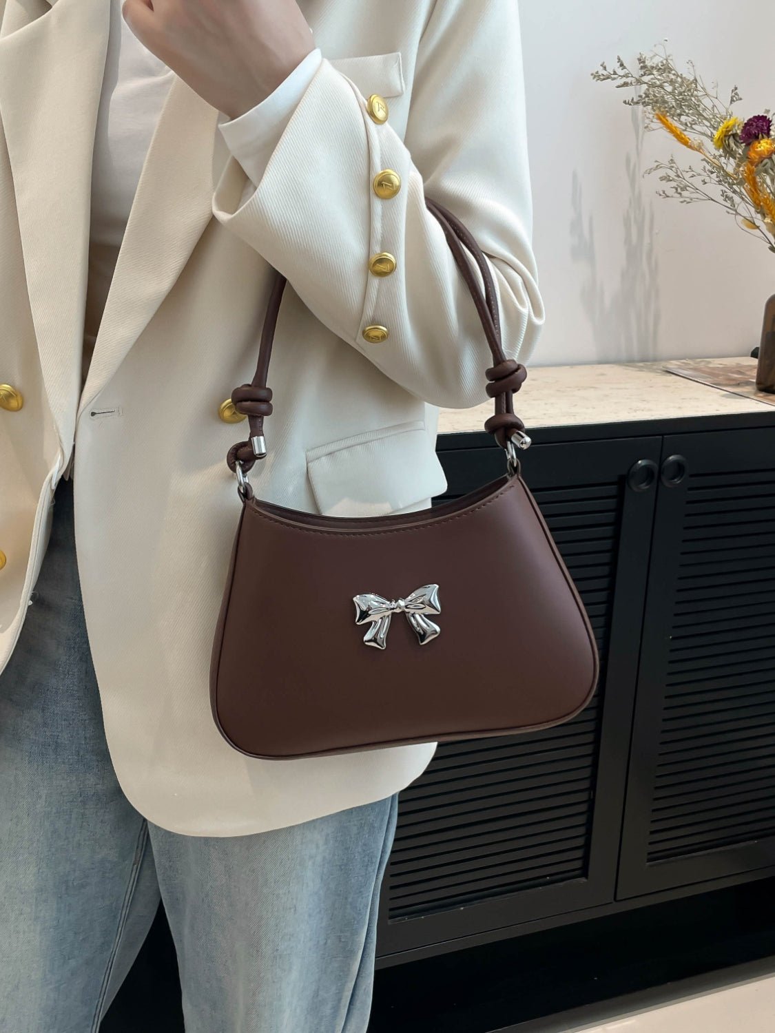 Bow - Detail PU Leather Knotted Strap Handbag - TNT Dress Co.