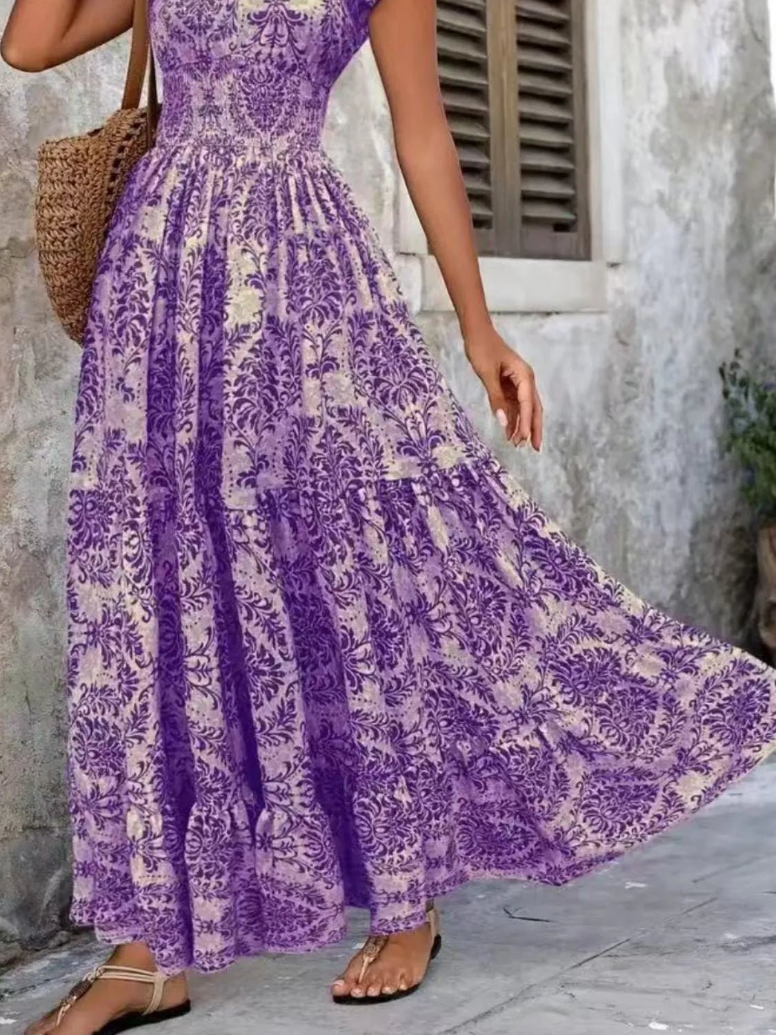 Vintage Floral Cap Sleeve Maxi Dress - TNT Dress Co.