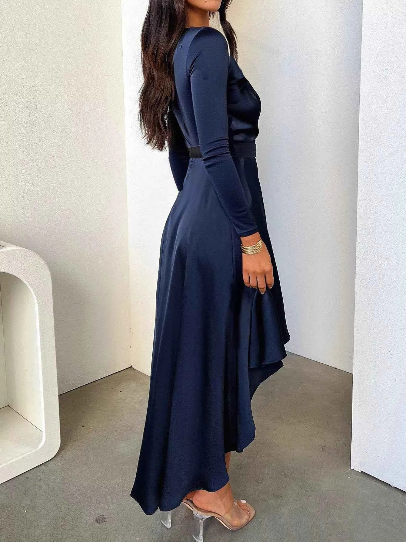 Long Sleeve Tie Waist Dress