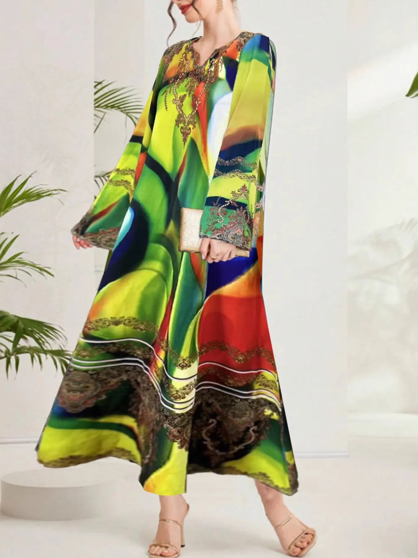 Multi - Color Notched Maxi Dress - The Nicole - Tayan Dress Co.