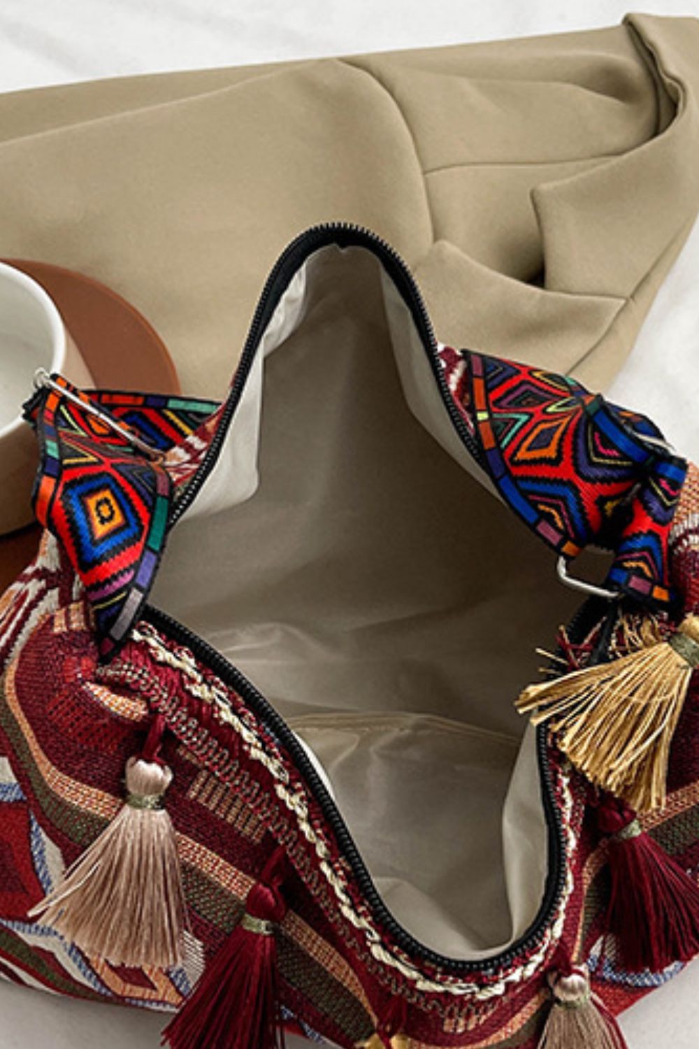 Adjustable Strap Shoulder Bag with Tassel Detail - TNT Dress Co.