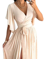 Flutter Sleeve Surplice Tie Waist Dress - TNT Dress Co.