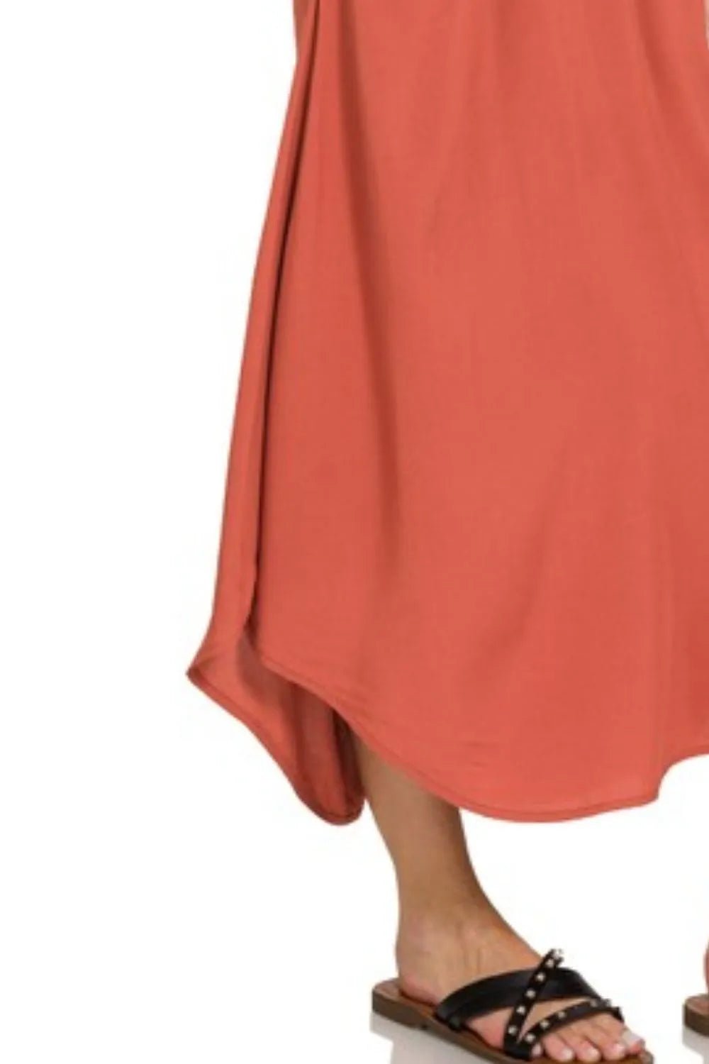 Zenana Woven Arc Hem Cami Midi Dress With Flowy Pockets - TNT Dress Co.