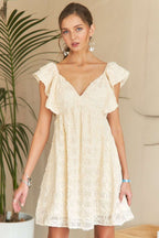 ADORA Tie Back V - Neck Ruffle Sleeve Dress - TNT Dress Co.
