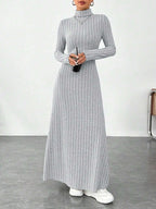 Ribbed Turtleneck Long Sleeve Maxi Knit Dress - The Nicole - Tayan Dress Co.