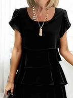 Ruffled Layered Petal Sleeve Dress