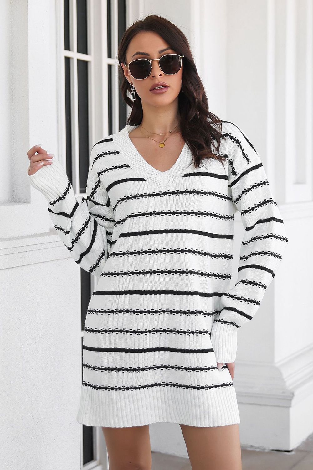 V - Neck Sweater Dress - The Nicole - Tayan Dress Co.