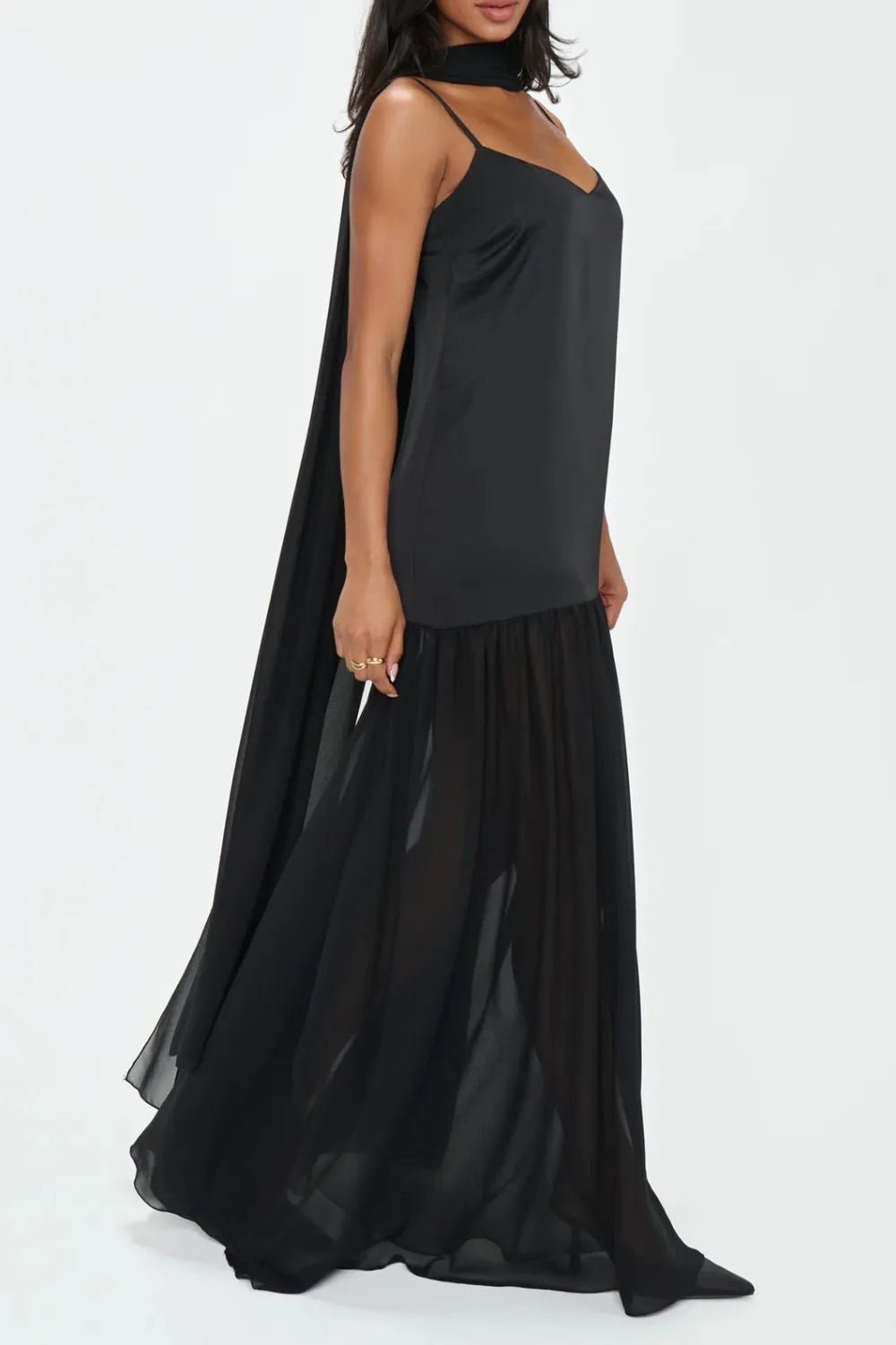 Adjustable Strap Maxi Cami Dress with Scarf - TNT Dress Co.