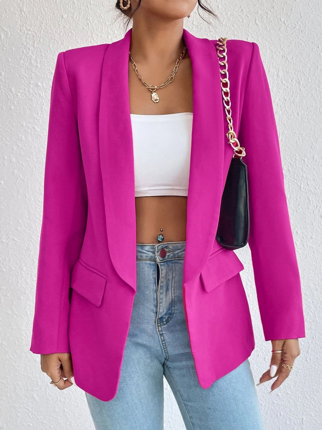 Shawl Collar Long Sleeve Blazer - TNT Dress Co.
