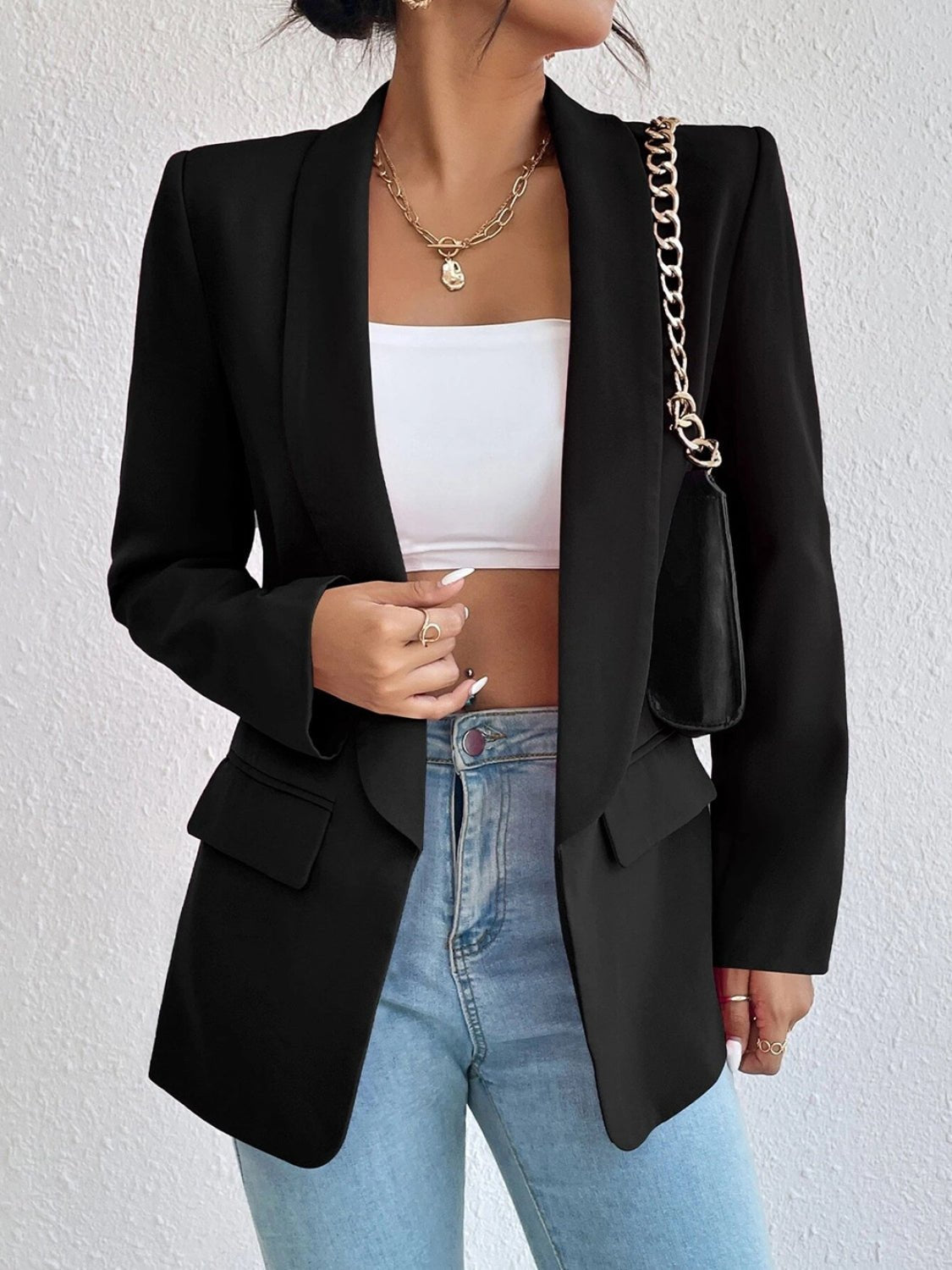 Shawl Collar Long Sleeve Blazer - TNT Dress Co.