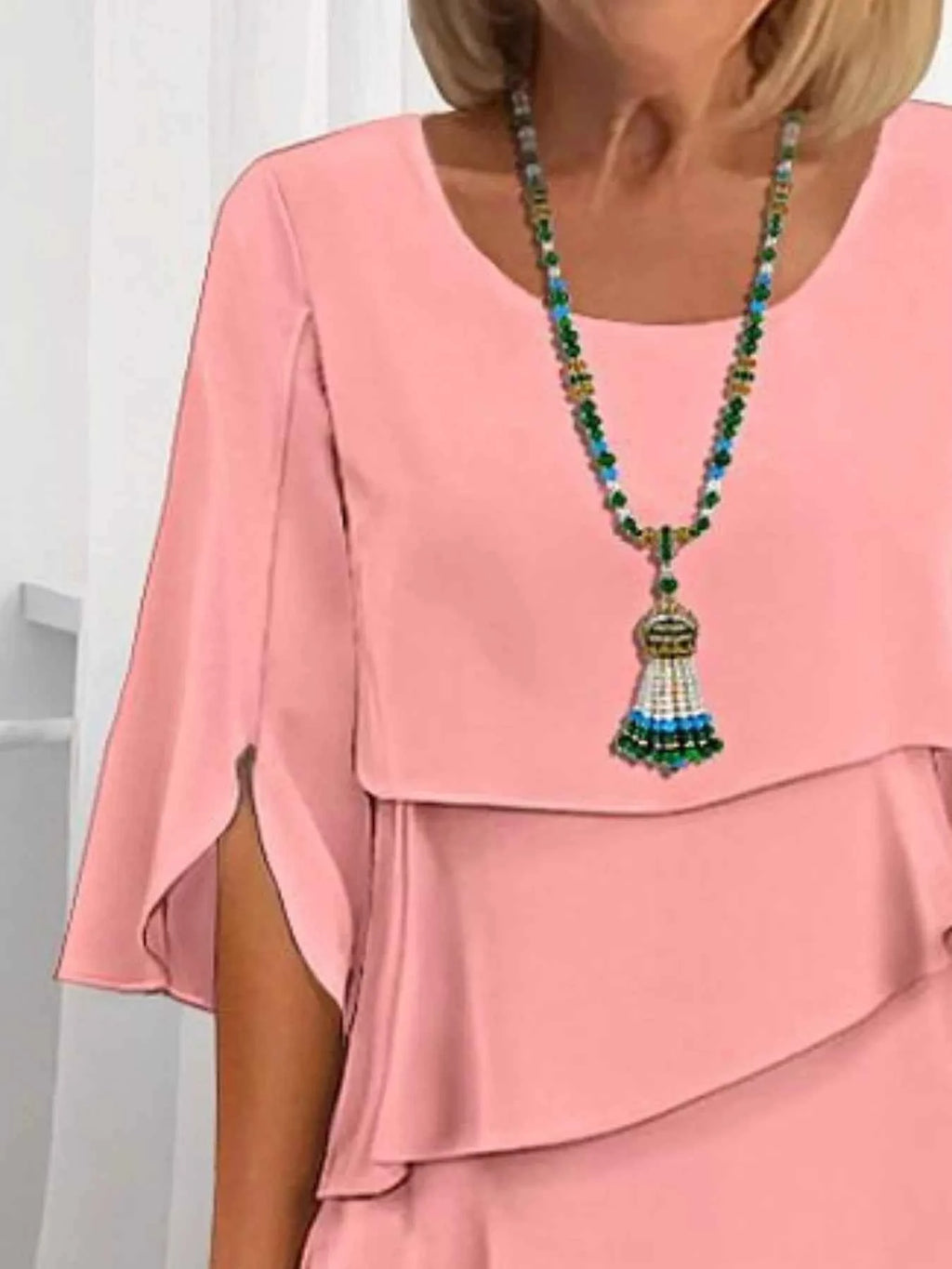 Ruffled Layered Sleeve Dress