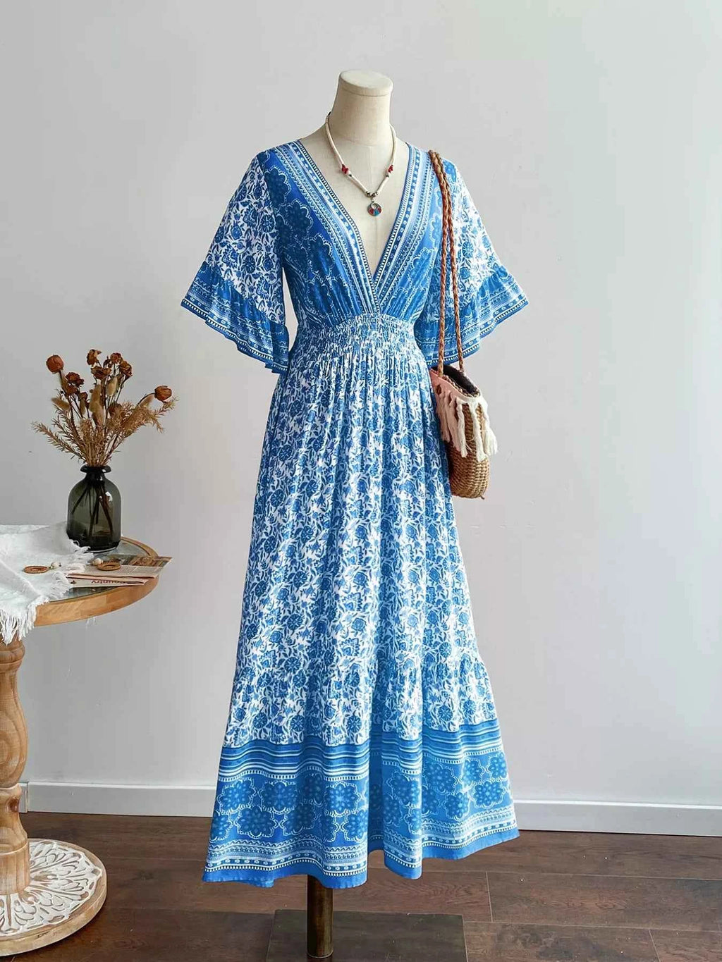 V-Neck Long Sleeve Dress